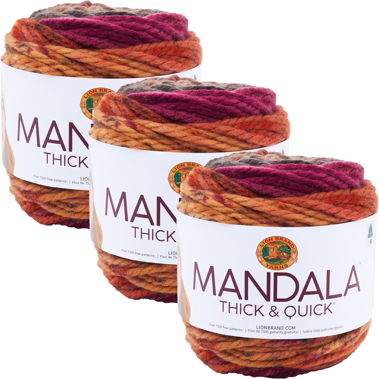 (3 Pack) Lion Brand Mandala Thick & Quick Yarn - Pocket Watch